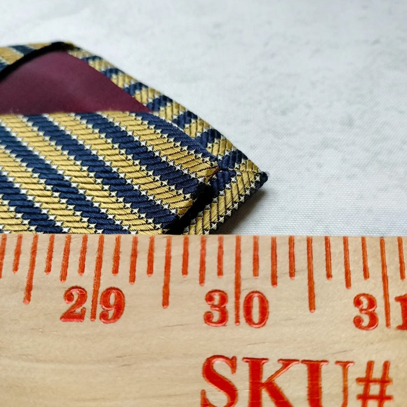 Hart Schaffner Marx Necktie Men’s Ribbed Grid Gold Stripped 100% Silk 4” 60” EUC - Picture 6 of 7